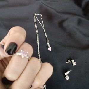 Pink sapphire heart set